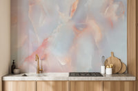 Subtle warm-toned onyx kitchen mural wallpaper
