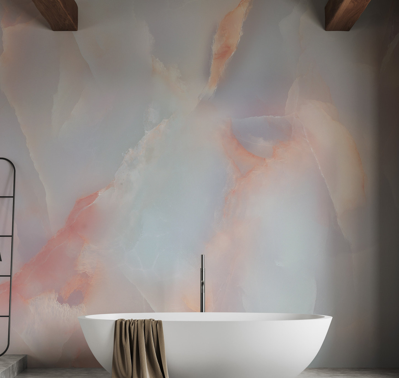 Warm marble texture wallpaper mural bathroom decor
