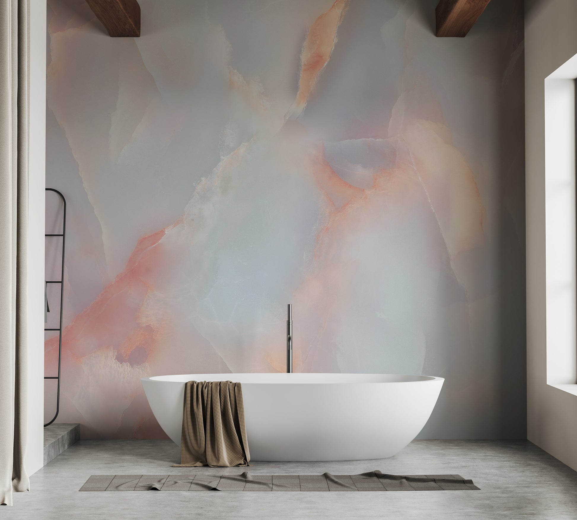 Warm marble texture wallpaper mural bathroom decor
