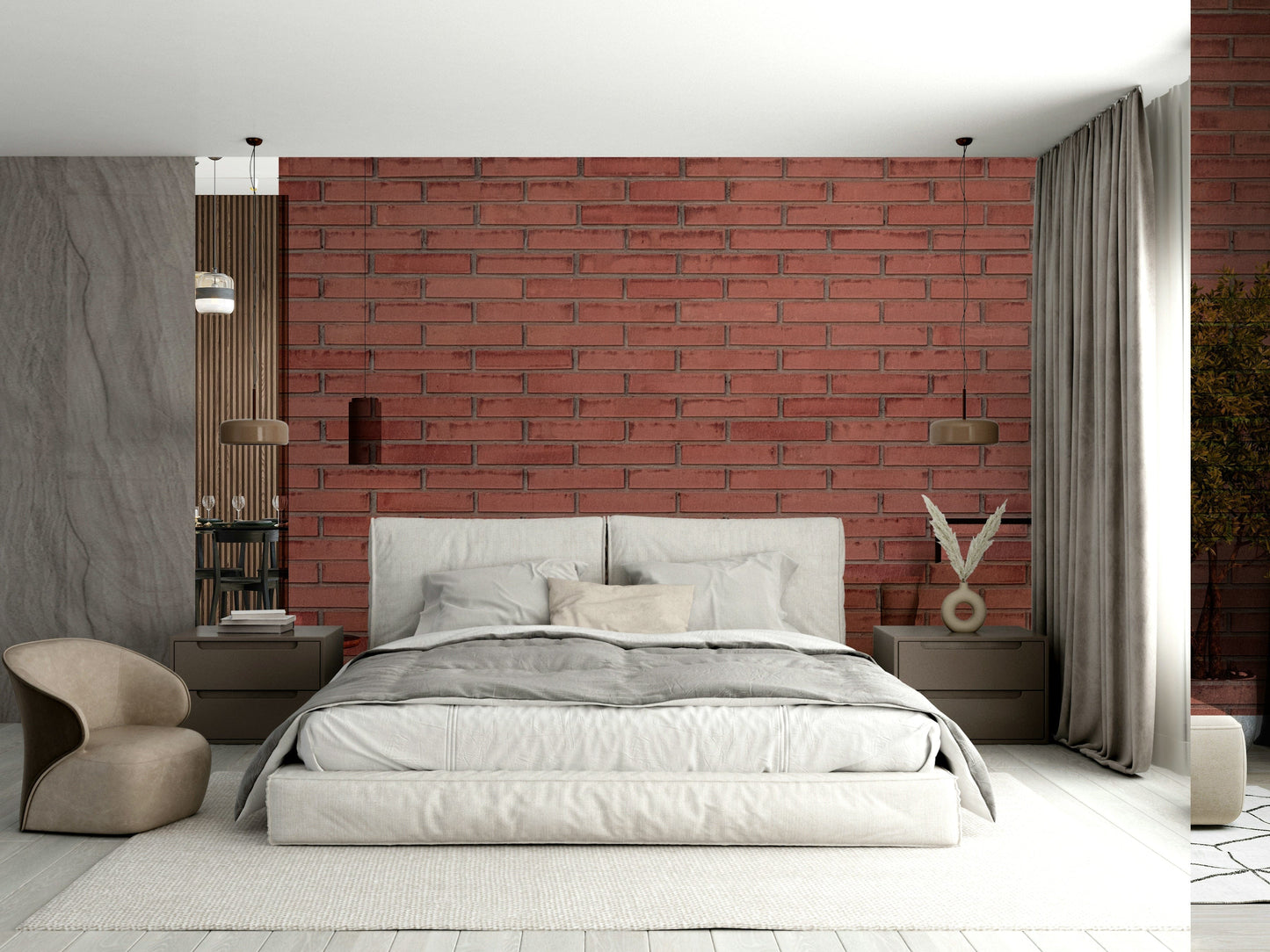 A graceful subtle earth tone wall mural in warm, natural colors.

