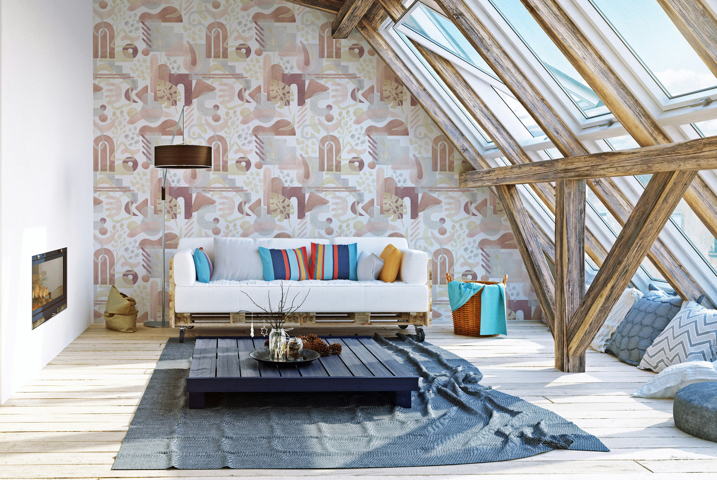 Dreamy watercolor pastel wall design

