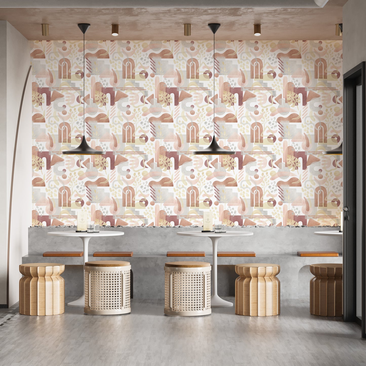 Soft pastel abstract wall mural design