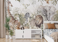 Vibrant Animal Kingdom Forest Wallpaper Mural for Bedrooms
