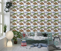 Creative animal wall mural displaying various painted wildlife characters