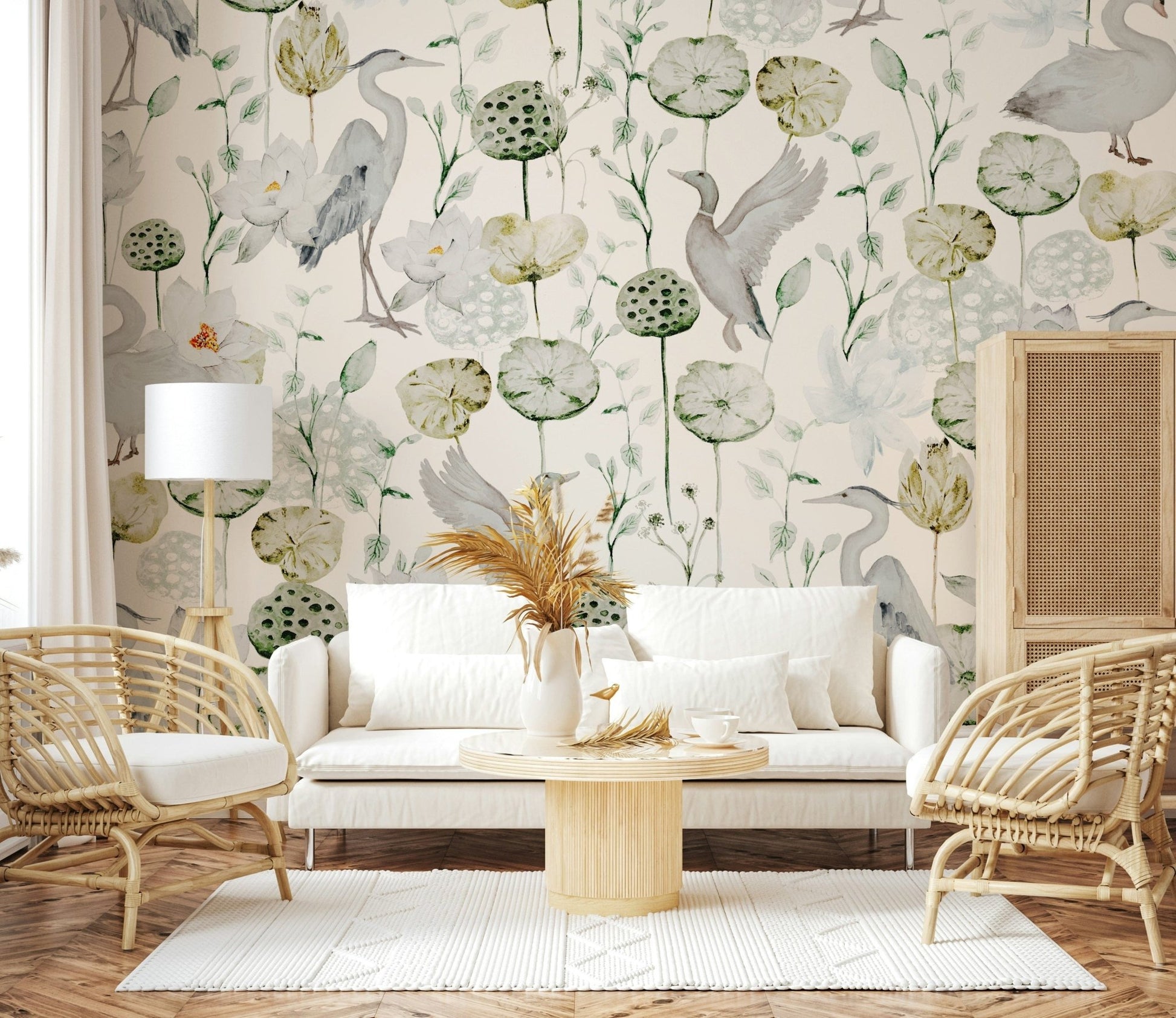 Unique hand-painted look Watercolor Bird Haven kitchen paper.