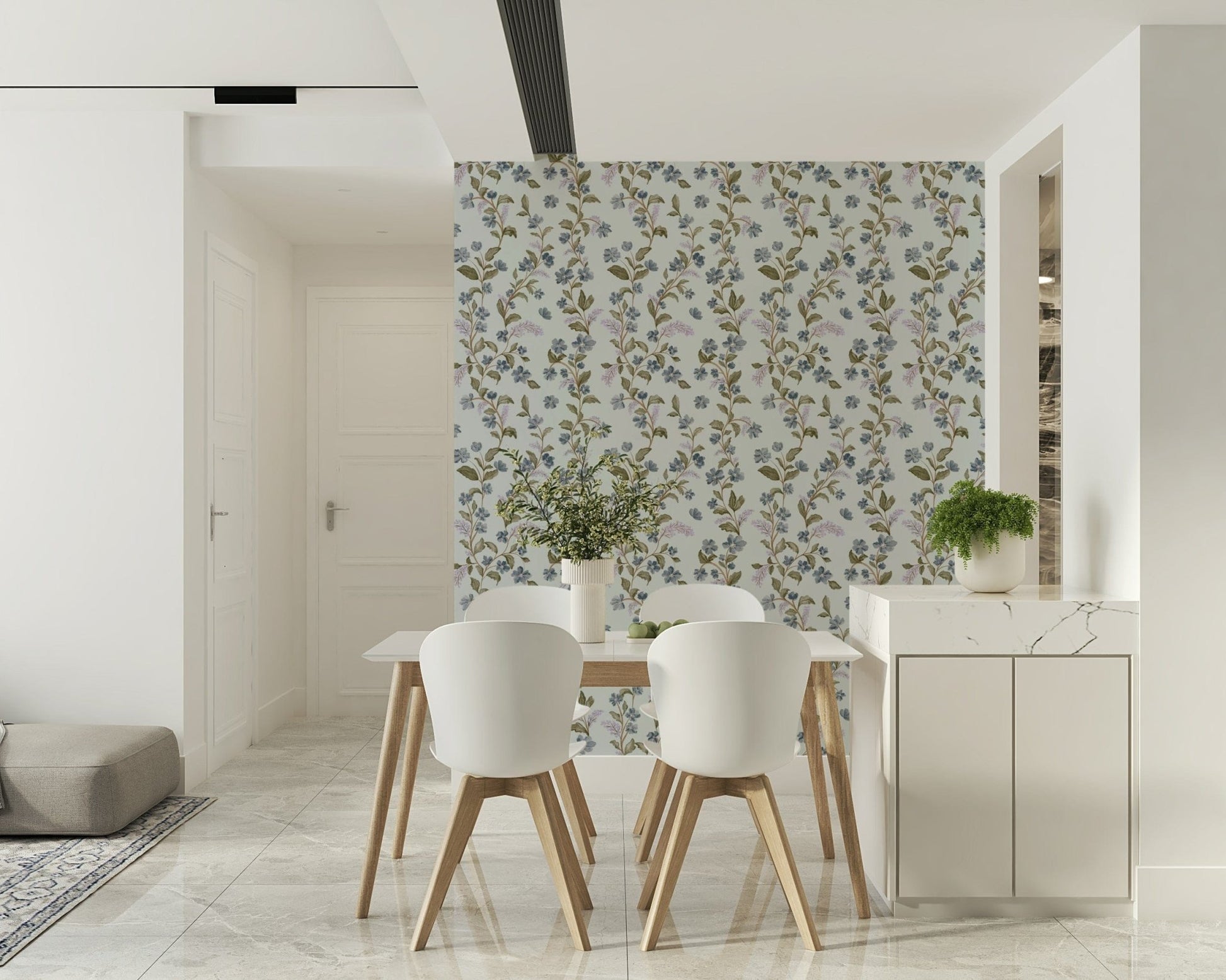 Delightful Watercolor Bloom Serenity peel and stick wallpaper elegant decor element.
