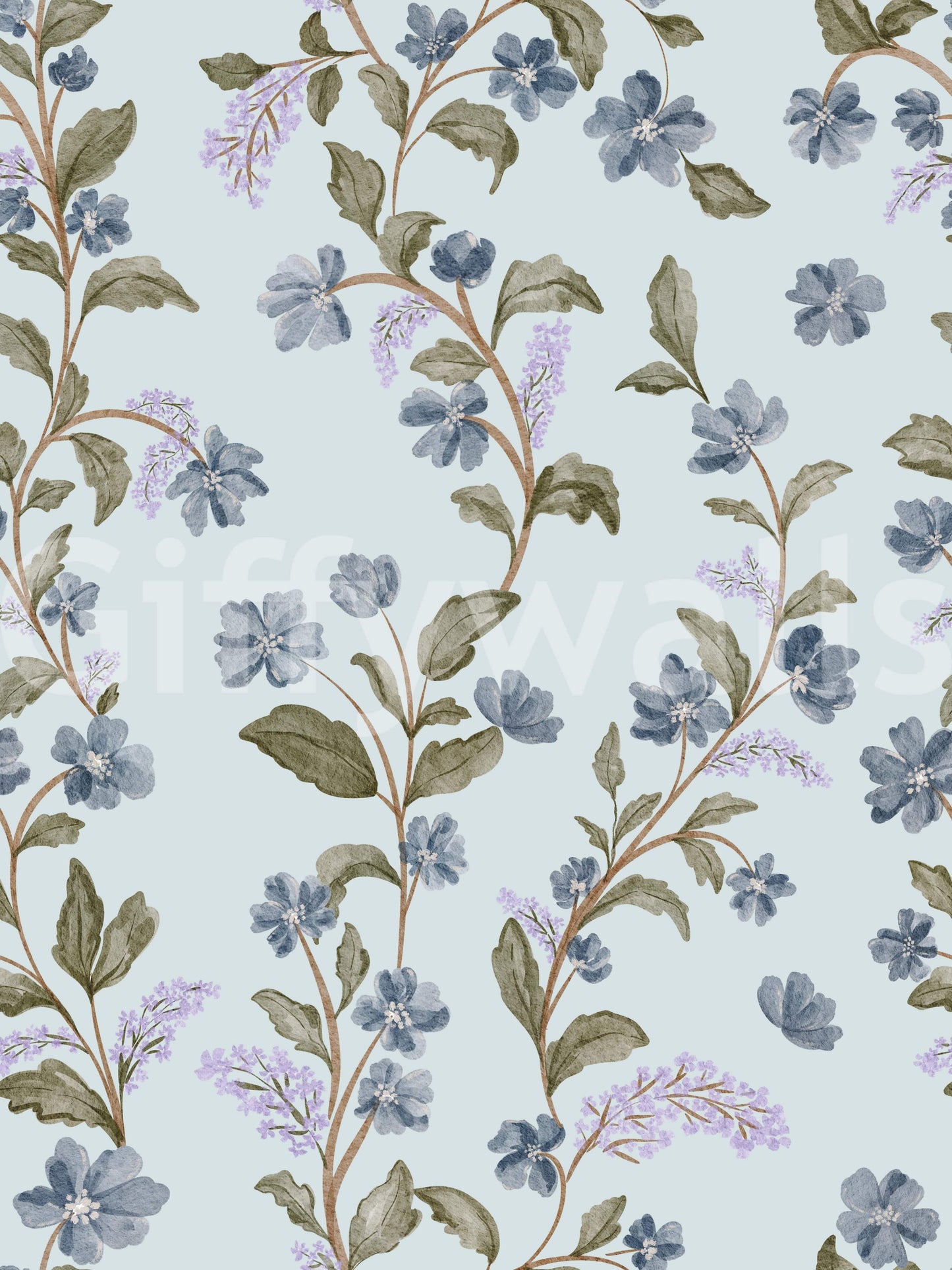 Soothing Watercolor Bloom Serenity vinyl covering delicate drawn plant element.