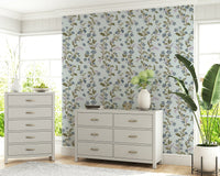 Gorgeous Watercolor Bloom Serenity removable wallpaper gentle leaf branch print.