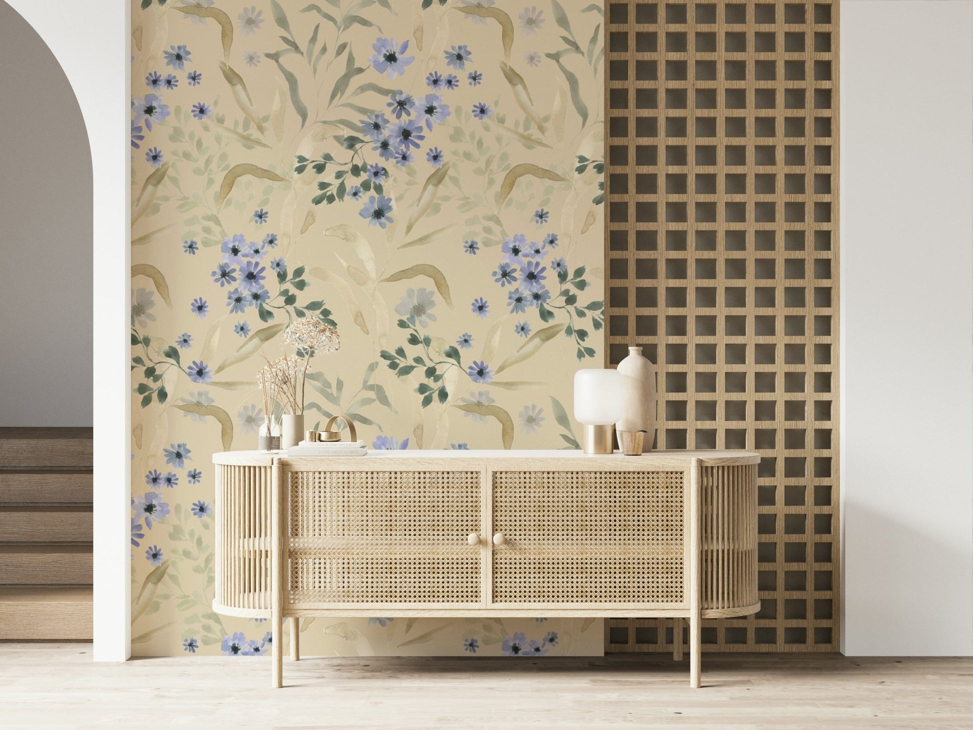 Watercolor bloom wallpaper featuring soft, hand-painted floral petals.