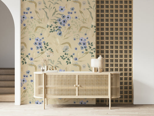Watercolor bloom wallpaper featuring soft, hand-painted floral petals.