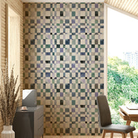 Calm and minimal blue grid wallpaper for relaxed spaces.

