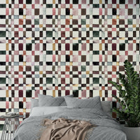 Wallpaper with classic grid layout and watercolor texture.

