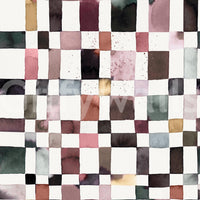 Wallpaper with hand-painted checker style for relaxed walls.


