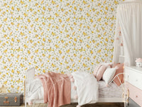 Artistic yellow butterfly and chick Watercolor Chicks Wallpaper for bedrooms.