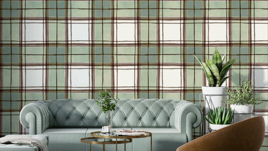 Wallpaper with gentle geometric lines in an artistic watercolor style.

