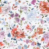 Romantic floral mural with deep red roses and gentle blue accents.

