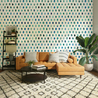 Watercolor dot wallpaper with sky and navy hues.

