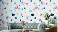 Watercolor Dots Space Speckled Soft Wallpaper with gentle speckled dots.

