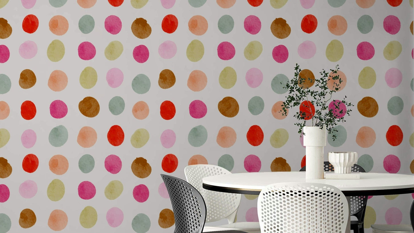 A wallpaper design with a watercolor dot pattern.

