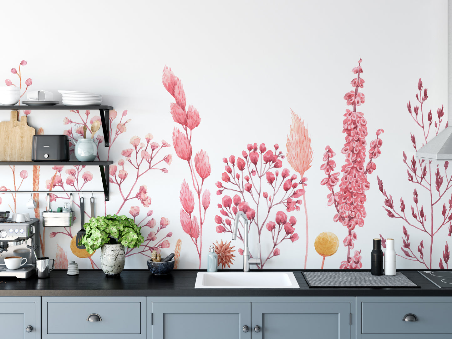 Watercolor Ears of Dried Flowers Wallpaper Murals - Giffywalls