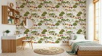 Watercolor Farm Life: Rustic wall design with livestock and sunflowers.