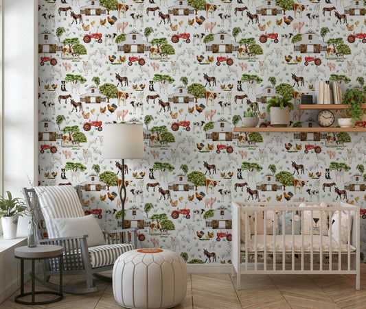 Farm themed Watercolor Farm Life wallpaper product name artwork.