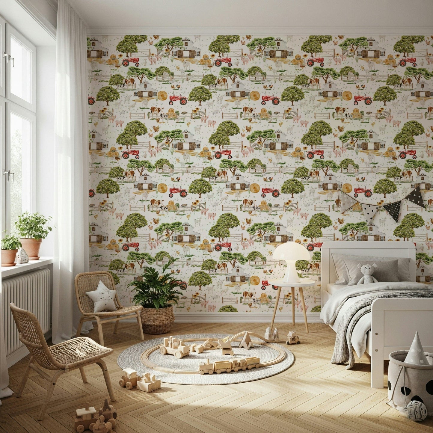 Farm animal wallpaper for kid's room: Watercolor Farm Life product image.