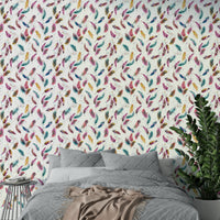 Pastel feather wallpaper for whimsical interiors

