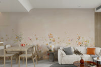 Soft pastel floral mural wallpaper

