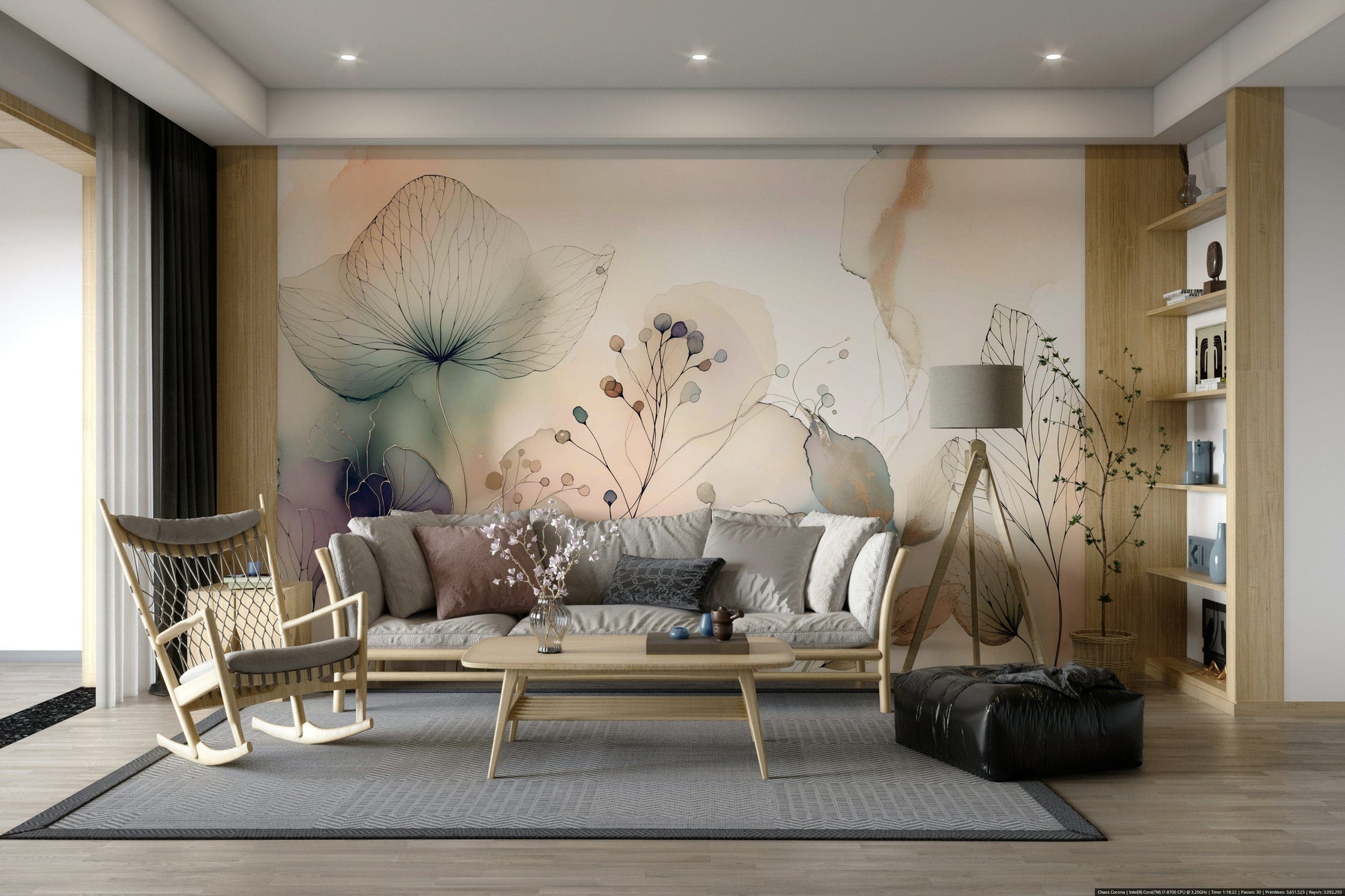 Wall decor showing a tranquil floral view

