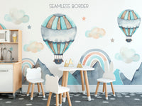 Charming hot air balloon wallpaper scene