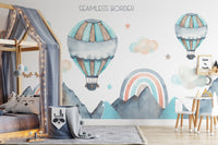 Floating balloons wallpaper in pastels
