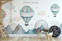 Whimsical watercolor mural for kids