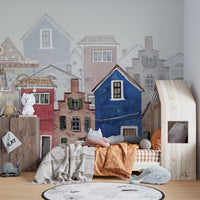 Watercolor Houses Wall Mural - Giffywalls