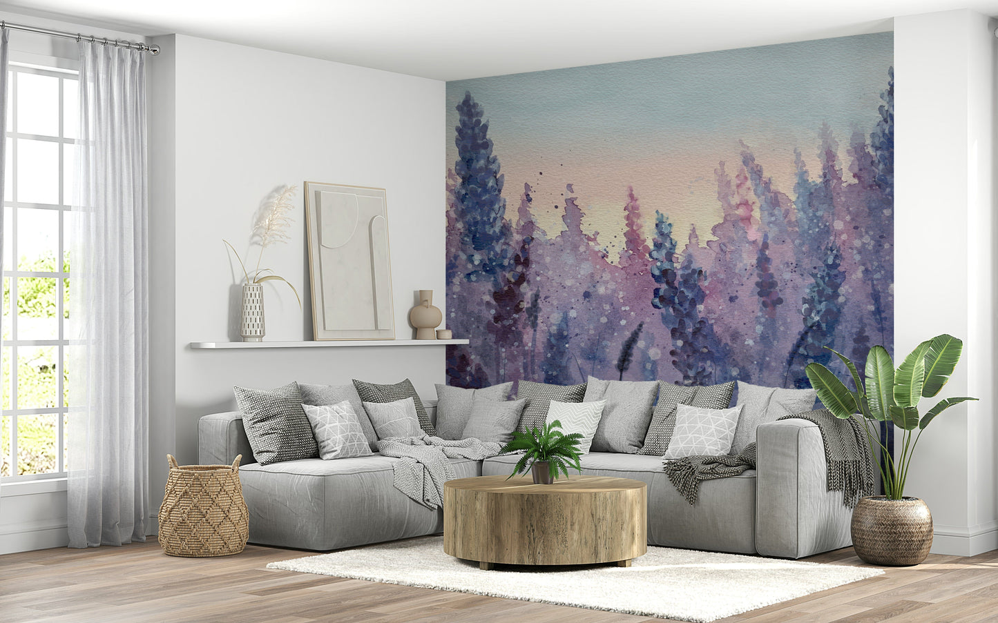 A classic soft floral wallpaper for walls.

