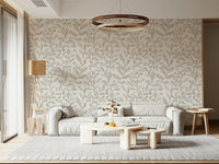 Boho Watercolor Leaves peel and stick wallpaper textured look.