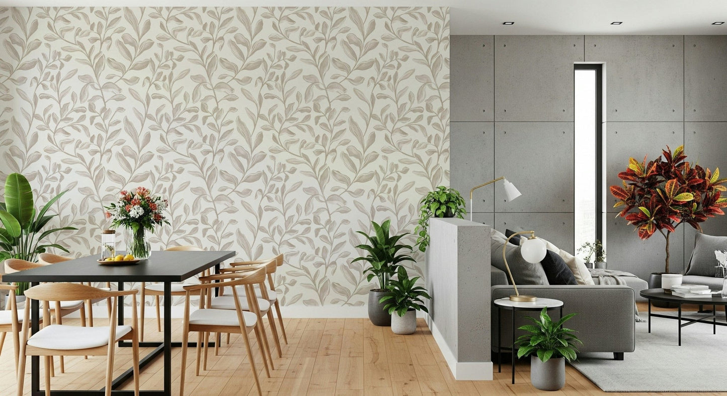 Muted Watercolor Leaves nature-inspired wallpaper for walls print.