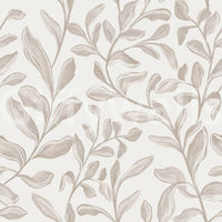 Chic Watercolor Leaves peel and stick wallpaper ivory tones.