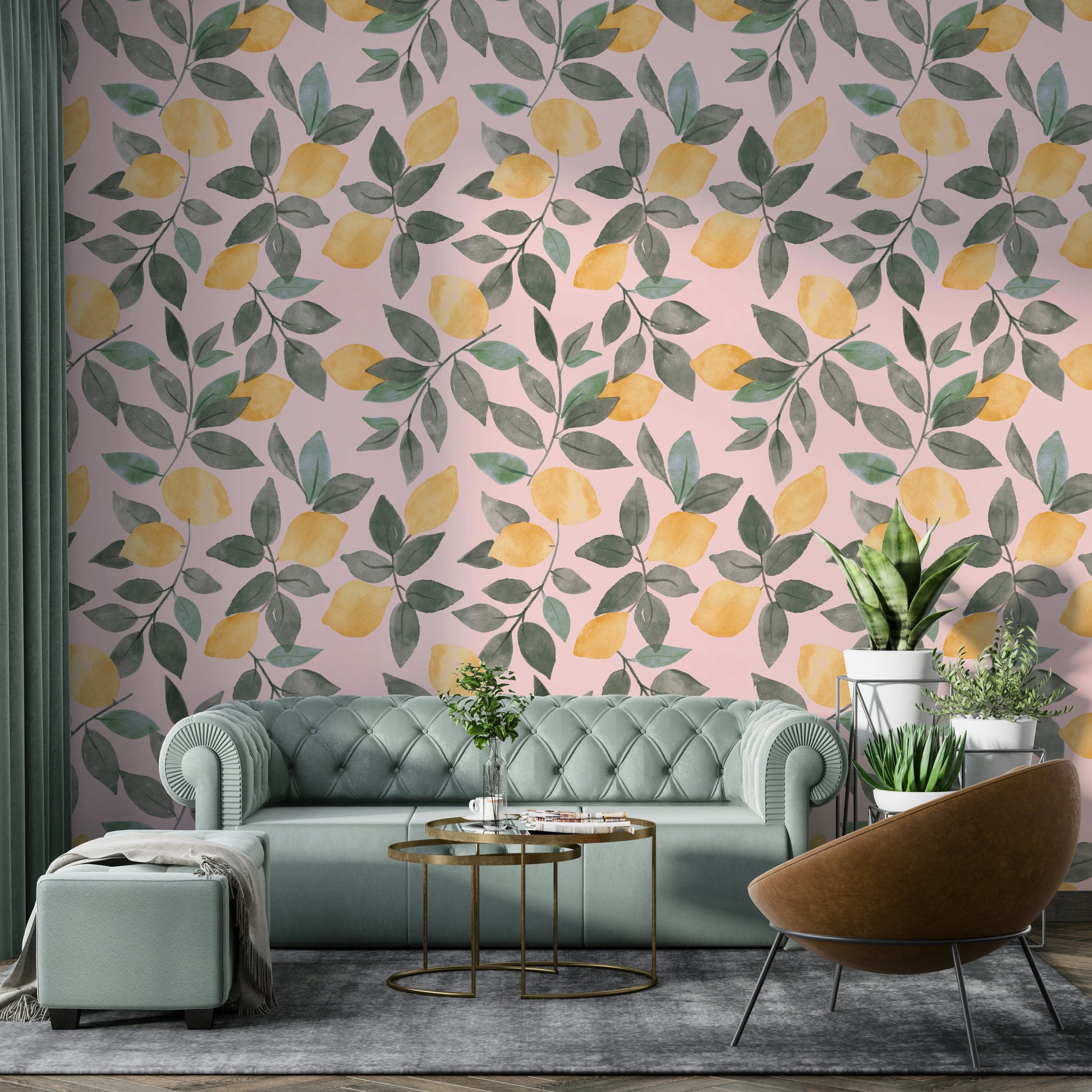 Watercolor fruit wallpaper mural


