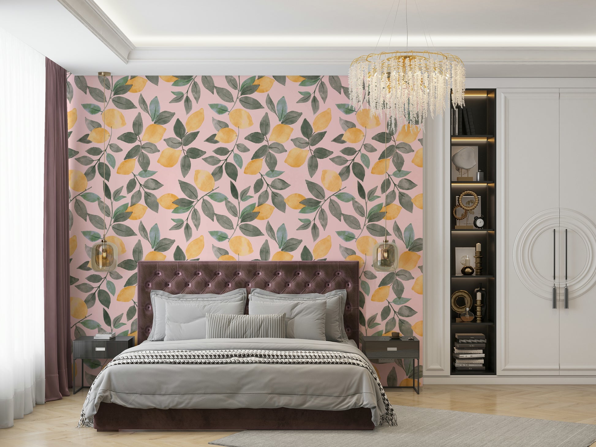 Hand-painted lemons wallpaper

