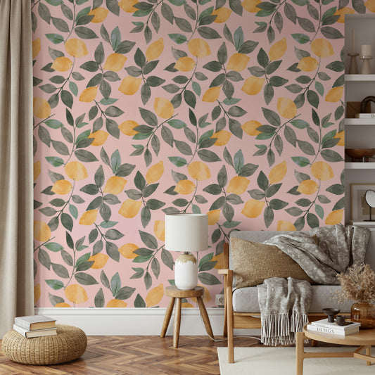 Watercolor lemon wall mural

