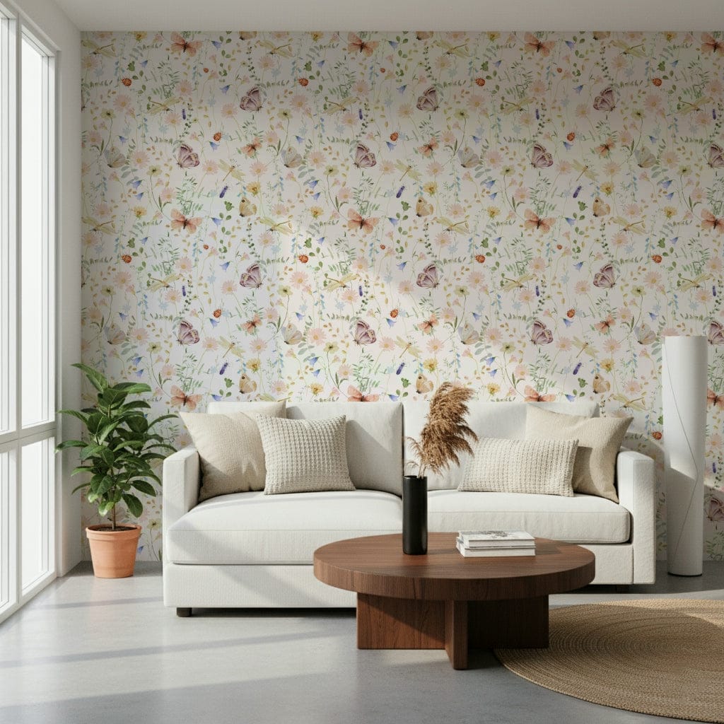 Meadow Dreams design, enchanting floral wall mural accenting any room's decor scheme.