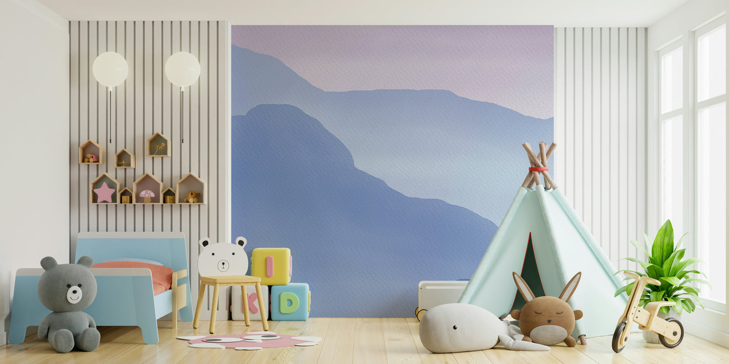 Watercolor Mountains in Pastel Colors