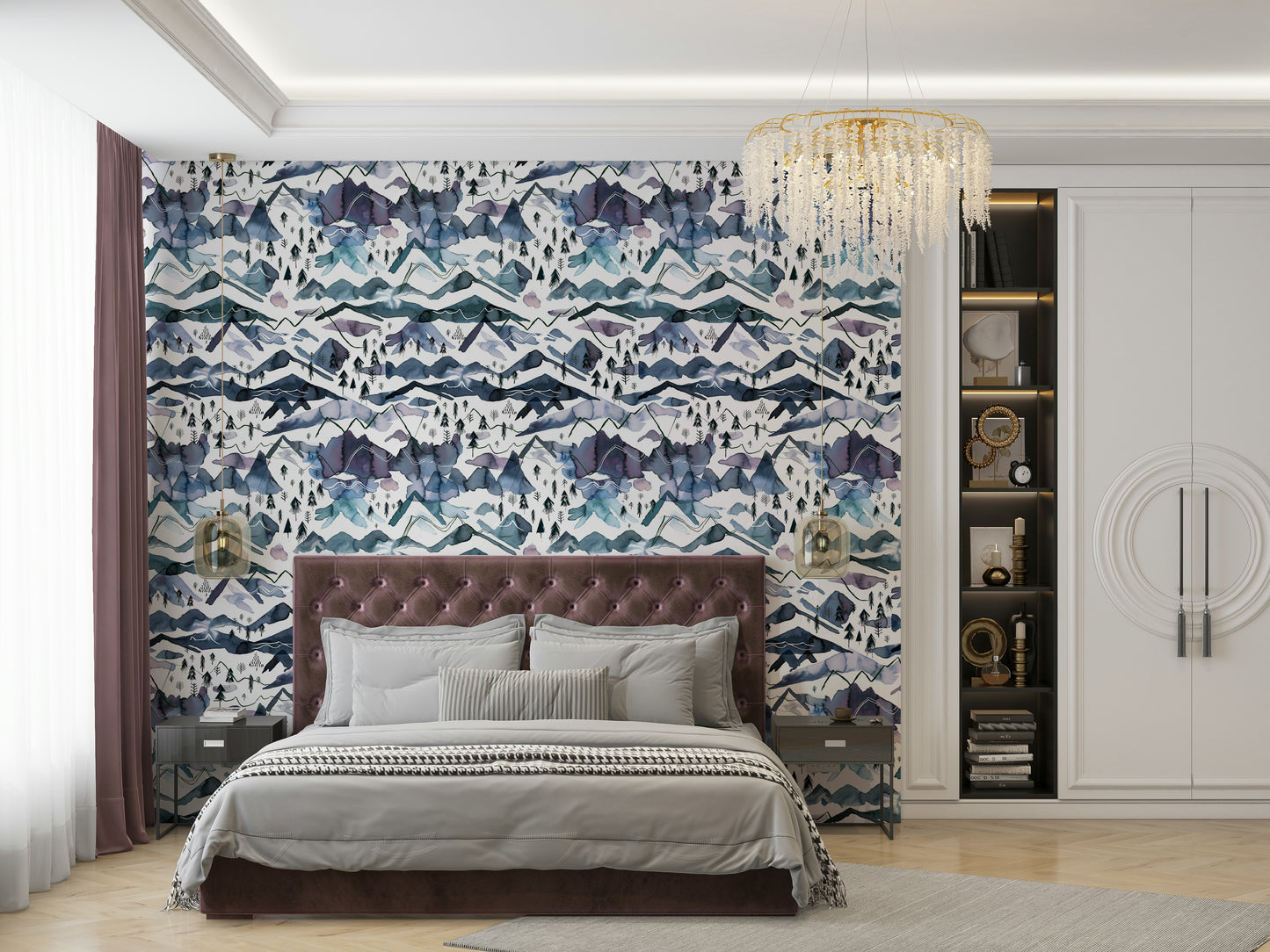 Scenic mountain wallpaper with a tranquil, painted look.

