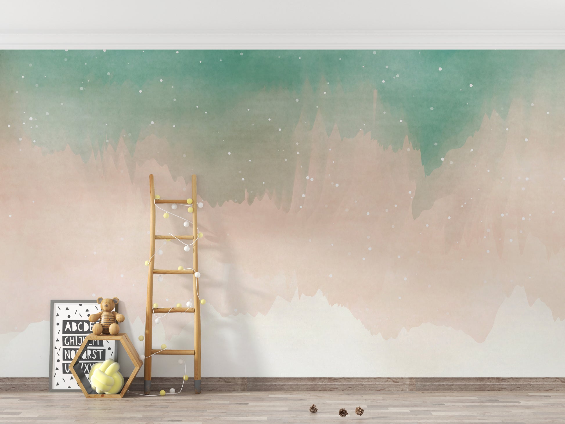 colorful watercolor ombre mural wallpaper