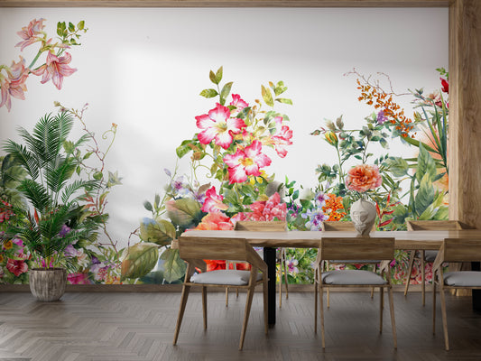Watercolor Painting Leaves & flower Wallpaper - Giffywalls
