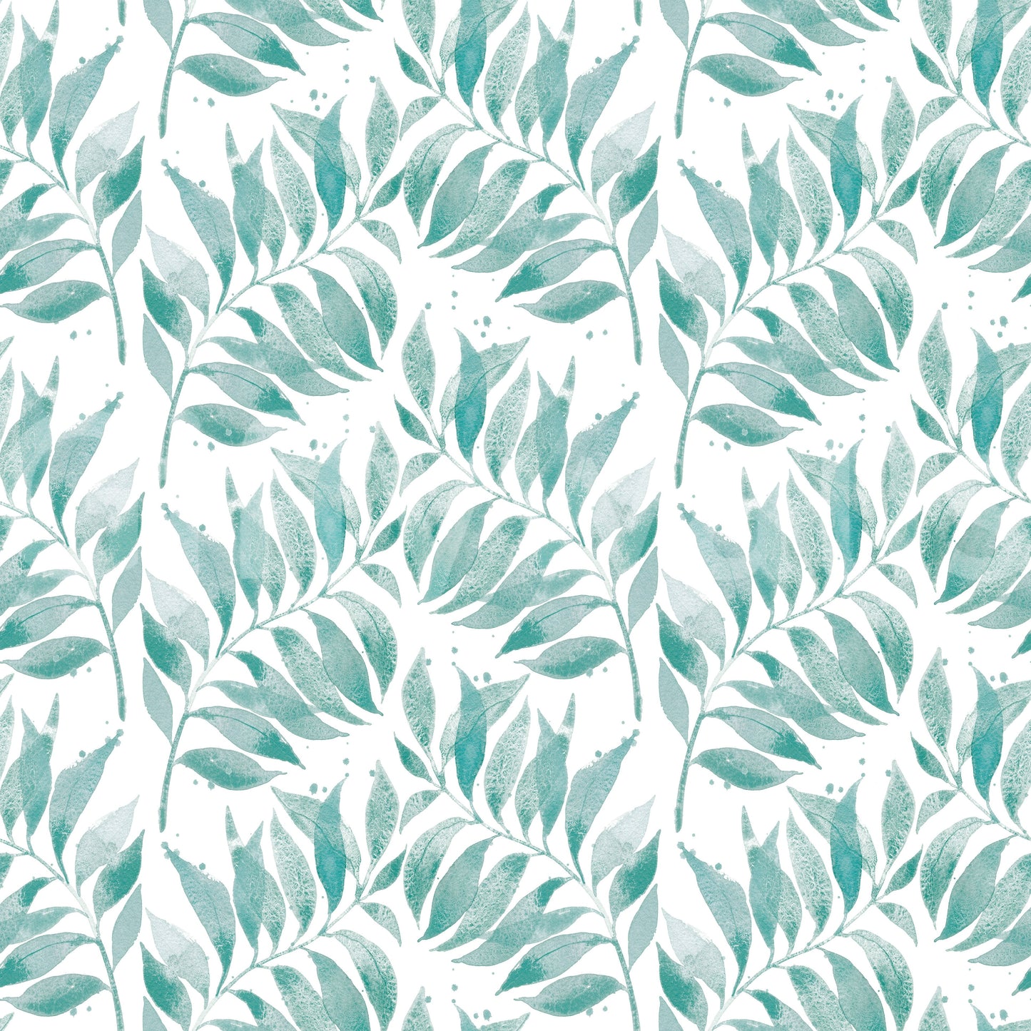 Textured Watercolor Palm Leaf Aqua Wallpaper⁠