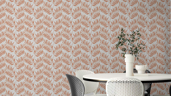 Terracotta wallpaper with watercolor palm leaves

