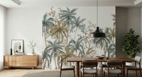 Watercolor Palms Wall Mural installed as a feature wall in a guest suite.