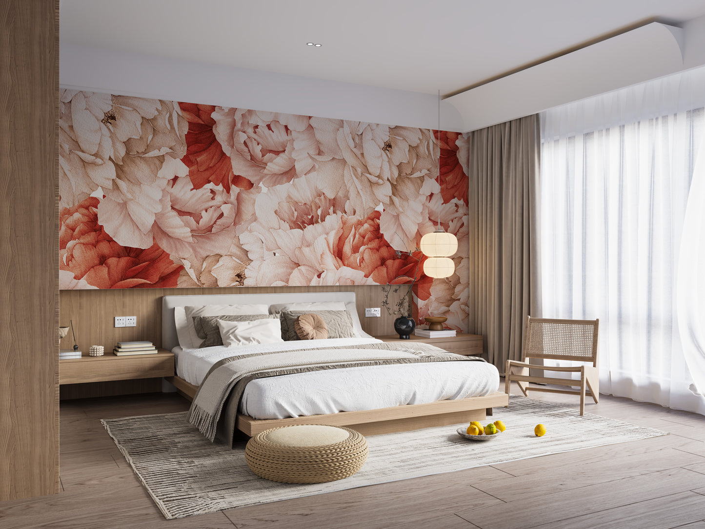 Soft vintage peonies Wallpaper with floral design